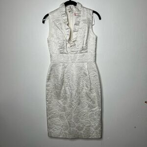 Eliza J Cream White Sleeveless Ruffle Shift Dress Size 2 Timeless Classy Clean